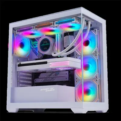 Spirit of Gamer Számítógépház - SPARK Arctic (fehér, ablakos, 6x12cm ventilátor, alsó táp,  ATX, 2xUSB3.0, 1xUSB-C)