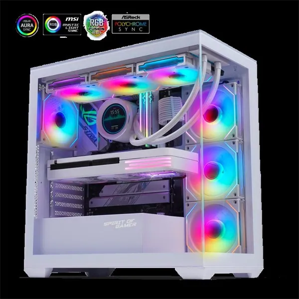 Spirit of Gamer Számítógépház - SPARK Arctic (fehér, ablakos, 6x12cm ventilátor, alsó táp, ATX, 2xUSB3.0, 1xUSB-C) – 3. kép