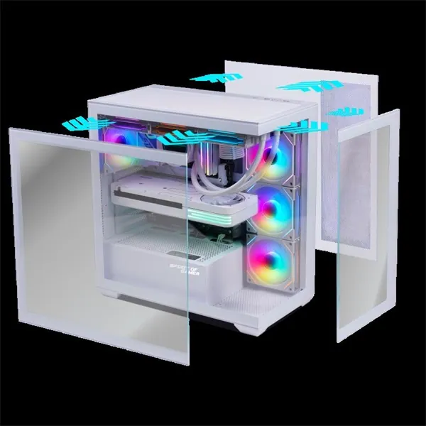 Spirit of Gamer Számítógépház - SPARK Arctic (fehér, ablakos, 6x12cm ventilátor, alsó táp, ATX, 2xUSB3.0, 1xUSB-C) – 7. kép