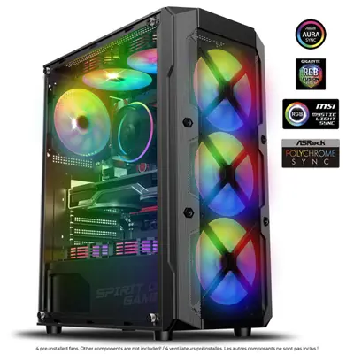 Spirit of Gamer Számítógépház - REBEL XT Black (fekete, ablakos, 4x12cm ventilátor, alsó táp,  ATX, 1xUSB3.0, 2xUSB2.0) – 2. kép
