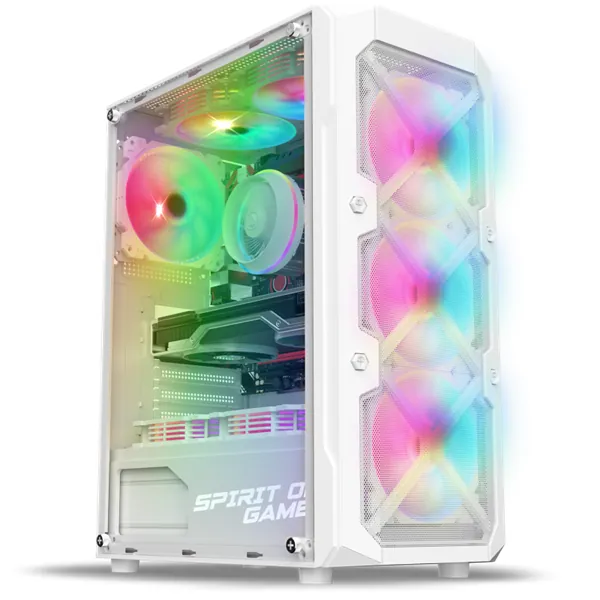 Spirit of Gamer Számítógépház - REBEL XT White (fekete, ablakos, 4x12cm ventilátor, alsó táp, ATX, 1xUSB3.0, 2xUSB2.0)