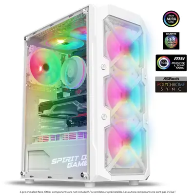 Spirit of Gamer Számítógépház - REBEL XT White (fekete, ablakos, 4x12cm ventilátor, alsó táp,  ATX, 1xUSB3.0, 2xUSB2.0) – 2. kép
