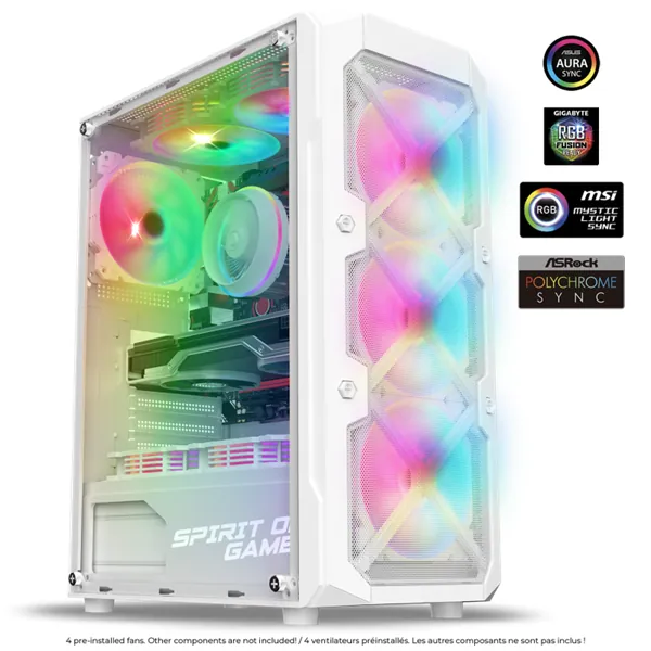 Spirit of Gamer Számítógépház - REBEL XT White (fekete, ablakos, 4x12cm ventilátor, alsó táp, ATX, 1xUSB3.0, 2xUSB2.0) – 2. kép