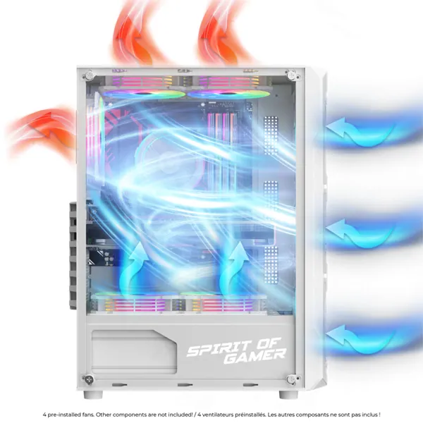 Spirit of Gamer Számítógépház - REBEL XT White (fekete, ablakos, 4x12cm ventilátor, alsó táp, ATX, 1xUSB3.0, 2xUSB2.0) – 5. kép