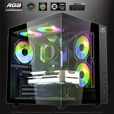 Spirit of Gamer Számítógépház - BANDIT GT (fekete, ablakos, 3x12cm ventilátor, alsó táp,  ATX, 1x USB-C, 3x USB-A) – 2. kép