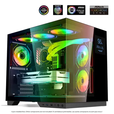 Spirit of Gamer Számítógépház - VIPER CRX Black (fekete, ablakos, 6x12cm ventilátor, alsó táp,  ATX, 1x USB-C, 2x USB-A) – 2. kép