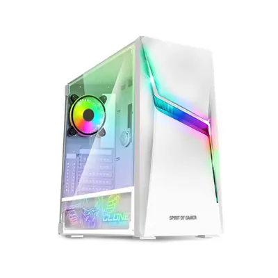 Spirit of Gamer Számítógépház - CLONE 4 White (fekete, ablakos, 2x12cm ventilátor, alsó táp,  ATX, 1xUSB3.0, 2xUSB2.0)