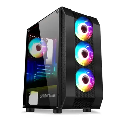 Spirit of Gamer Számítógépház - Rogue VI RGB (fekete, ablakos, 4x12cm ventilátor, alsó táp,  ATX, 1xUSB3.0, 2xUSB2.0) – 2. kép
