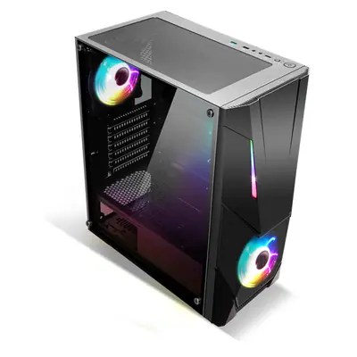 Spirit of Gamer Számítógépház - Rogue V RGB (fekete, ablakos, 2x12cm ventilátor, alsó táp,  ATX, 1xUSB3.0, 2xUSB2.0) – 2. kép