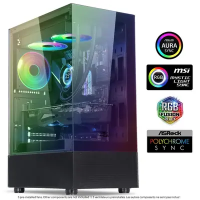 Spirit of Gamer Számítógépház - SPECTRA Black (fekete, ablakos, 3x12cm ventilátor, alsó táp,  ATX, 1xUSB3.0, 2xUSB2.0) – 2. kép