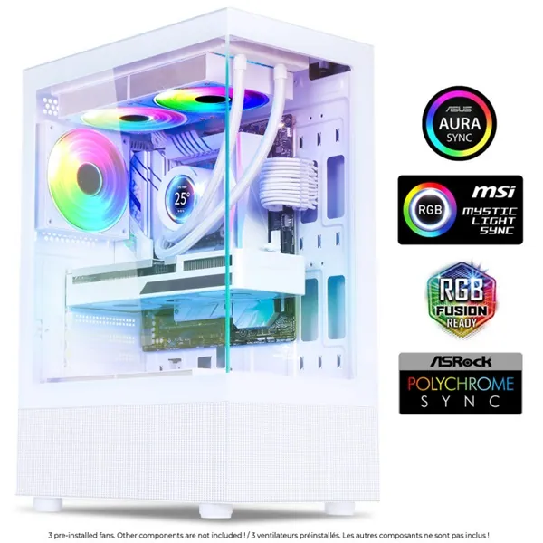 Spirit of Gamer Számítógépház - SPECTRA Arctic (fehér, ablakos, 3x12cm ventilátor, alsó táp, ATX, 1xUSB3.0, 2xUSB2.0) – 2. kép