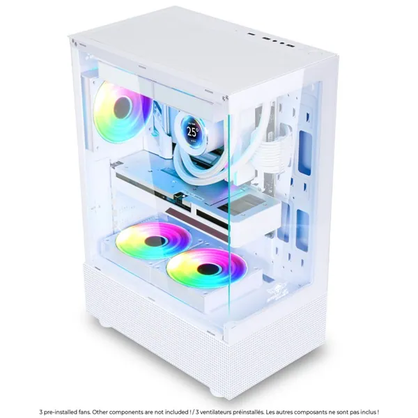 Spirit of Gamer Számítógépház - SPECTRA Arctic (fehér, ablakos, 3x12cm ventilátor, alsó táp, ATX, 1xUSB3.0, 2xUSB2.0) – 3. kép
