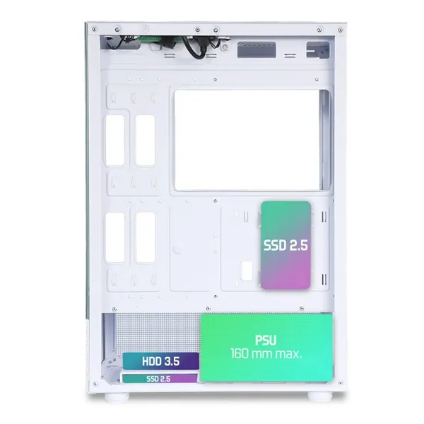 Spirit of Gamer Számítógépház - SPECTRA Arctic (fehér, ablakos, 3x12cm ventilátor, alsó táp, ATX, 1xUSB3.0, 2xUSB2.0) – 7. kép