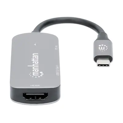 Manhattan Kábel átalakító - USB-C to HDMI 3-in-1 (HDMI, USB-A, USB-C PD (100 W))