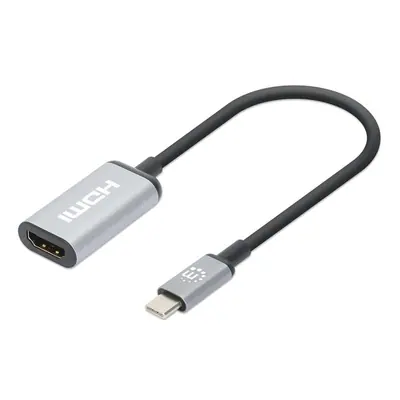 Manhattan Kábel átalakító - 4K@60Hz USB-C to HDMI Adapter, Active, Aluminum, Ezüst