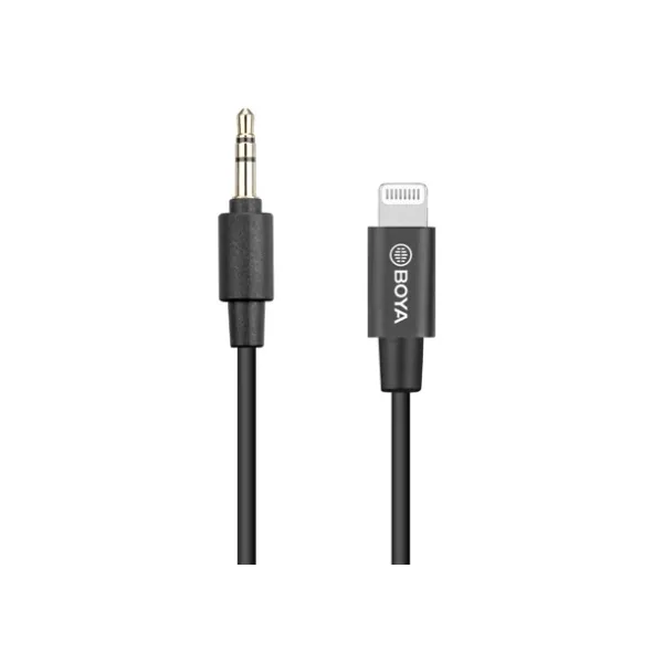 BOYA Kábel - BY-K1 (3,5 mm-es TRS apa - Lightning apa adapterkábel, 20cm)