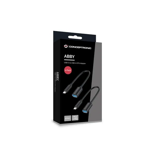 Conceptronic Kábel - ABBY11B (USB-C to USB-A, fekete) 2db/csomag – 3. kép