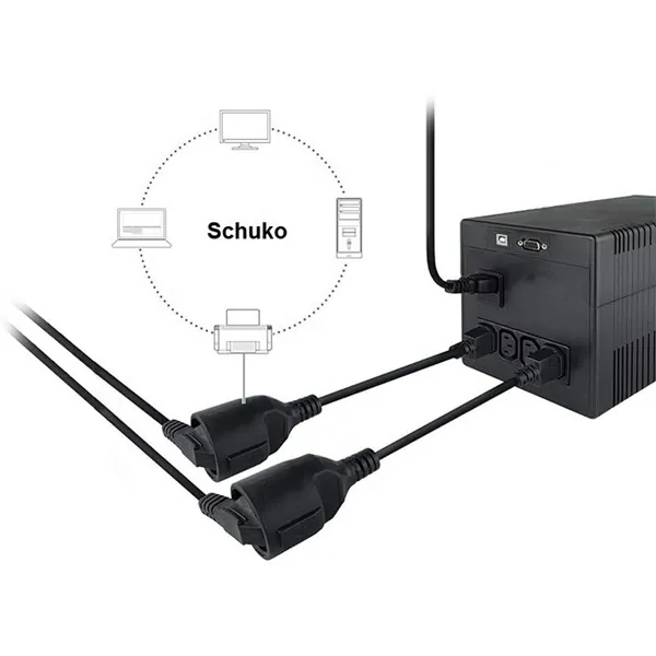 Equip Tápkábel - 112106 (PC tápkábel hosszabbító, C14 to CEE 7/3, fekete, 25cm) – 4. kép