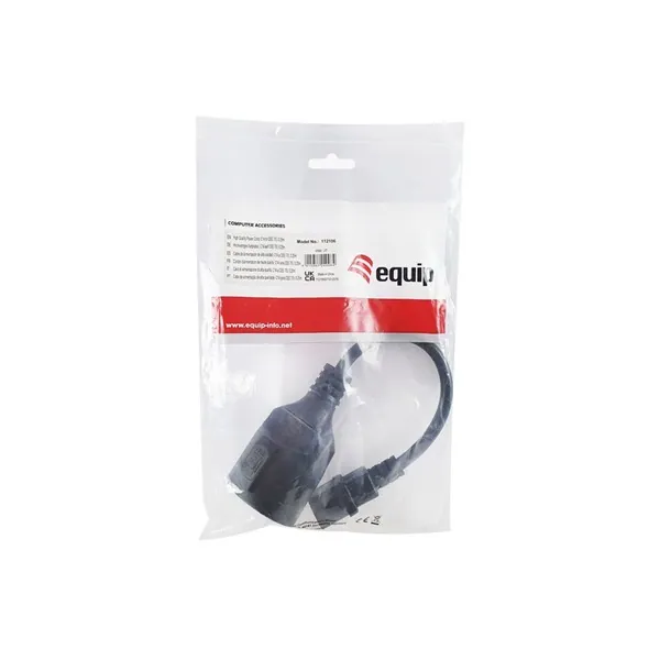 Equip Tápkábel - 112106 (PC tápkábel hosszabbító, C14 to CEE 7/3, fekete, 25cm) – 6. kép