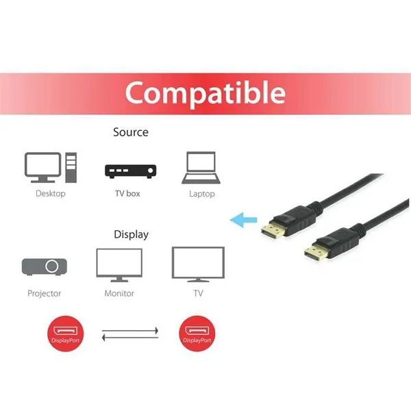 Equip Kábel - 119252 (DisplayPort1.4 kábel, 8K/60Hz, apa/apa, fekete, 2m) – 3. kép