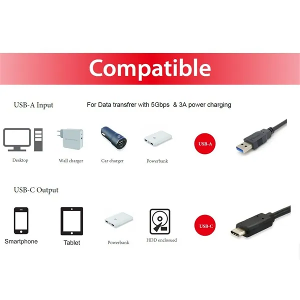 Equip Átalakító Kábel - 128344 (USB-C 3.2 Gen1 to USB-A, apa/apa, fekete, 2m) – 4. kép
