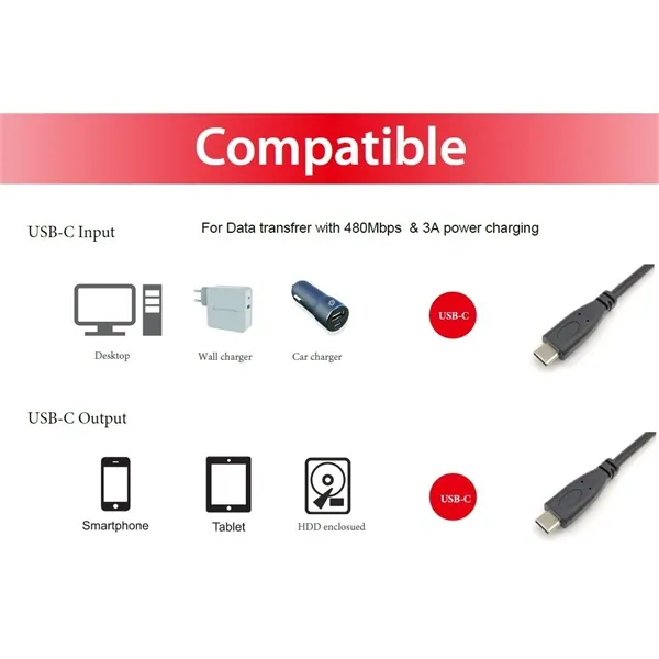 Equip Átalakító Kábel - 128887 (USB-C2.0 to USB-C, apa/apa, fekete, 2m) – 5. kép