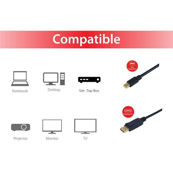 Equip Kábel - 133442 (MiniDisplayPort to DisplayPort, fekete, 2m) – 4. kép