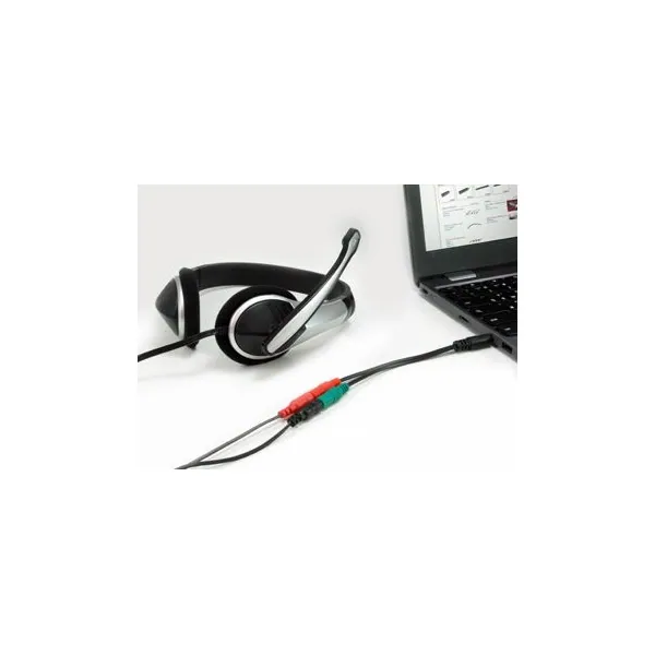 Equip kábel - 147943 (Audio elosztó, 3,5mm Jack, 2x anya/1x apa, fekete, 13cm) – 5. kép