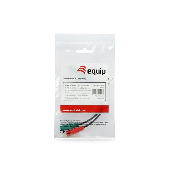 Equip kábel - 147943 (Audio elosztó, 3,5mm Jack, 2x anya/1x apa, fekete, 13cm) – 6. kép