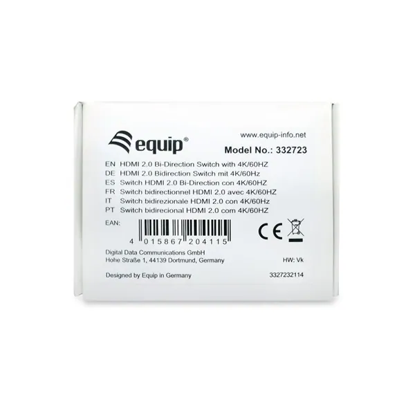 Equip HDMI Switch - 332723 (1x Bemenet, 2x Kimenet, két irányú jelátvitel, fekete) – 7. kép
