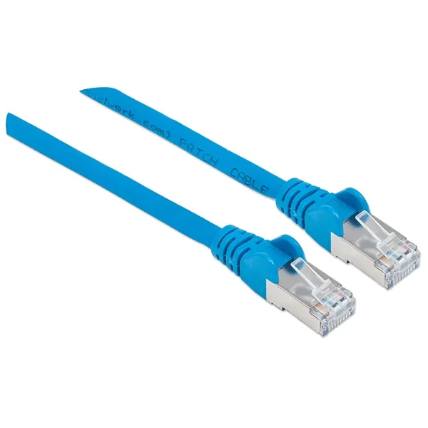 Manhattan Kábel - S/FTP Patch (RJ45 to RJ45, Cat7 kábel Cat6A moduláris csatlakozóval, 1.5m, kék, réz)