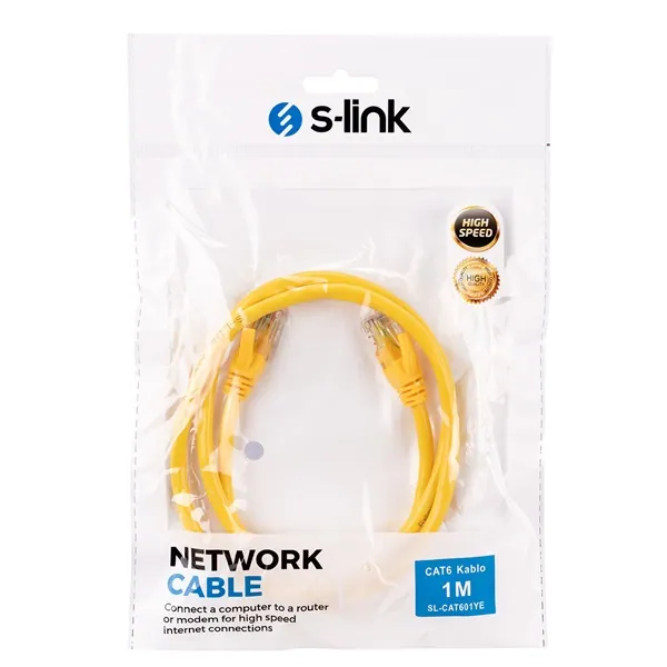 S-link Kábel - SL-CAT601YE (UTP patch kábel, CAT6, sárga, 1m) – 3. kép