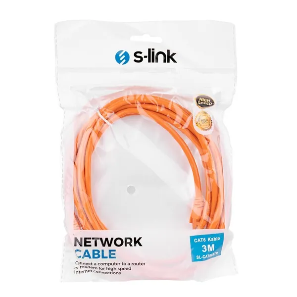 S-link Kábel - SL-CAT603TR (UTP patch kábel, CAT6, narancssárga, 3m) – 3. kép