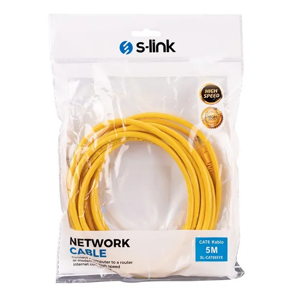 S-link Kábel - SL-CAT605YE (UTP patch kábel, CAT6, sárga, 5m) – 3. kép