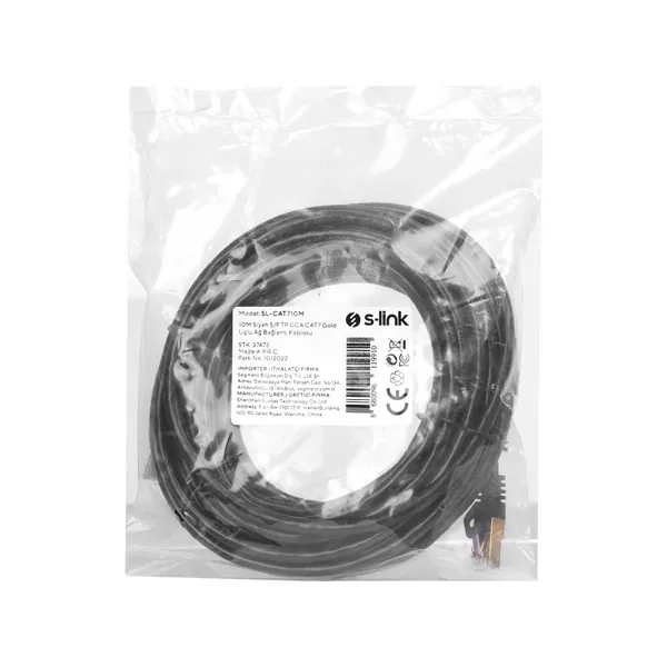 S-link Kábel - SL-CAT710M (S/FTP patch kábel, CAT7, aranyozott, fekete, 10m) – 3. kép