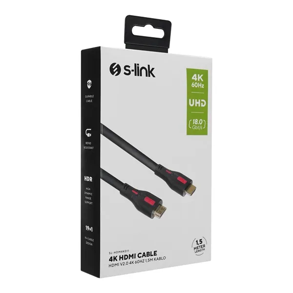 S-Link Kábel - SL-HDM4K011 (HDMI2.0 kábel, 4K/60Hz, apa/apa, 1,5m) – 4. kép