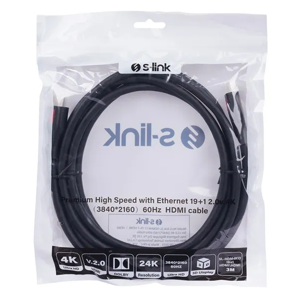 S-Link Kábel - SL-HDM4K13 (HDMI2.0 kábel, 4K/60Hz, apa/apa, 3m) – 4. kép