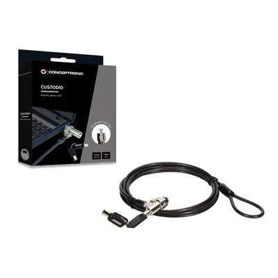 Conceptronic Notebook Kábelzár - CUSTODIO02BS (Kulcsos (2db), Standard Lock Slot, 1,8m) – 2. kép