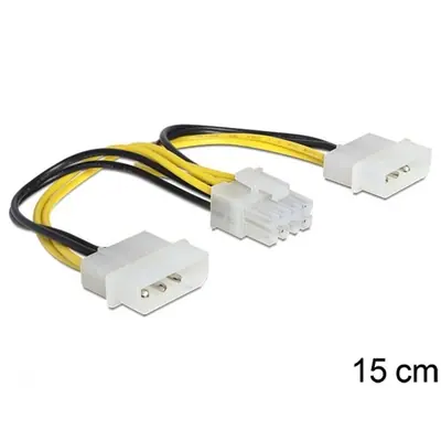 Delock Kábel - 83410 (1 x 8 pines EPS -> 2 x 4 pines molex, 15cm)