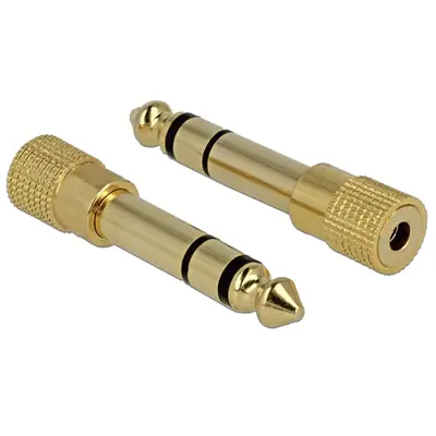 Delock Jack stereo 6,3mm -> Jack stereo 3,5mm M/F adapter arany