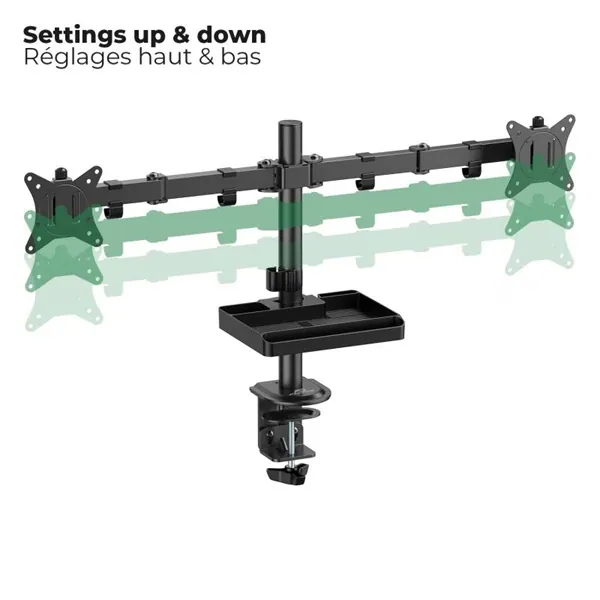Advance Monitor Asztali konzol - XTENDMOUNTS Dual (17-32", Max.: 2x9kg, dönthető, forgatható, fekete) – 6. kép
