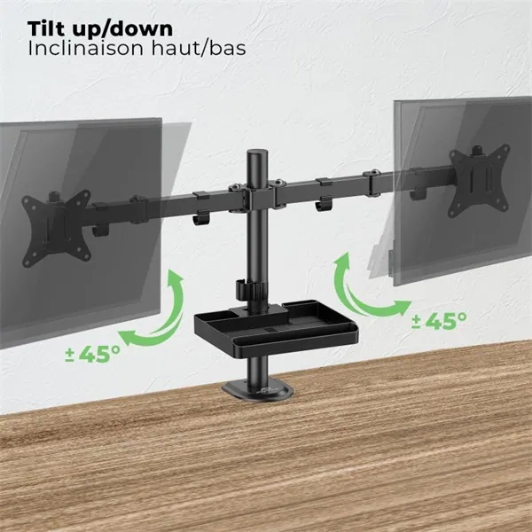 Advance Monitor Asztali konzol - XTENDMOUNTS Dual (17-32", Max.: 2x9kg, dönthető, forgatható, fekete) – 7. kép