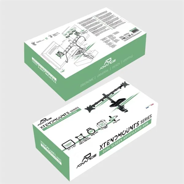 Advance Monitor Asztali konzol - XTENDMOUNTS Dual (17-32", Max.: 2x9kg, dönthető, forgatható, fekete) – 8. kép