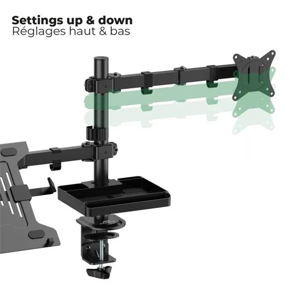 Advance Monitor/Notebook Asztali konzol - XTENDMOUNTS FLEX (17-32", Max.: 2x9kg, dönthető, forgatható, fekete) – 7. kép