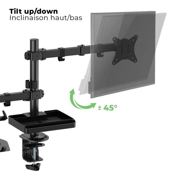 Advance Monitor/Notebook Asztali konzol - XTENDMOUNTS FLEX (17-32", Max.: 2x9kg, dönthető, forgatható, fekete) – 8. kép
