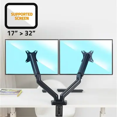 Advance Monitor Asztali konzol - MECAMOUNT Dual (17-32", Max.: 2x9kg, dönthető, forgatható, fekete) – 2. kép