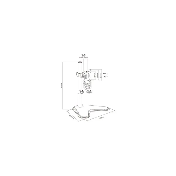 Equip Monitor Asztali konzol - 650122 (13"-32", dönthető, forgatható, állítható magasság, Max.: 8kg, acél, fekete) – 5. kép