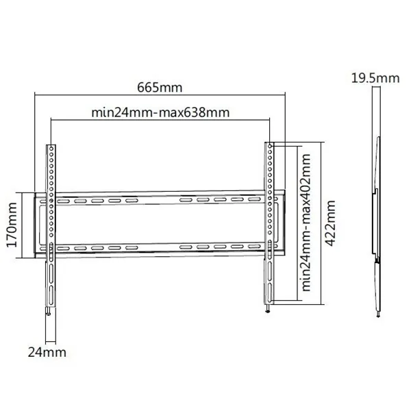 Equip TV Fali konzol - 650333 (37"-70", Max.: 35kg, fekete) – 5. kép