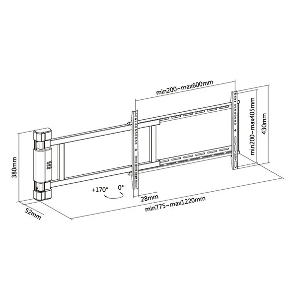 Equip TV Fali konzol - 650336 (32"-75", motoros, Max.: 50kg, fekete) – 5. kép
