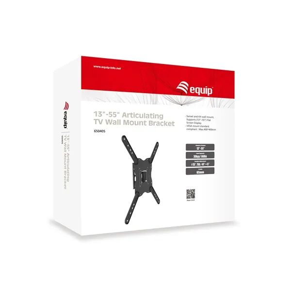 Equip TV Fali konzol - 650405 (23"-55", dönthető, forgatható, Max.: 30kg, fekete) – 3. kép